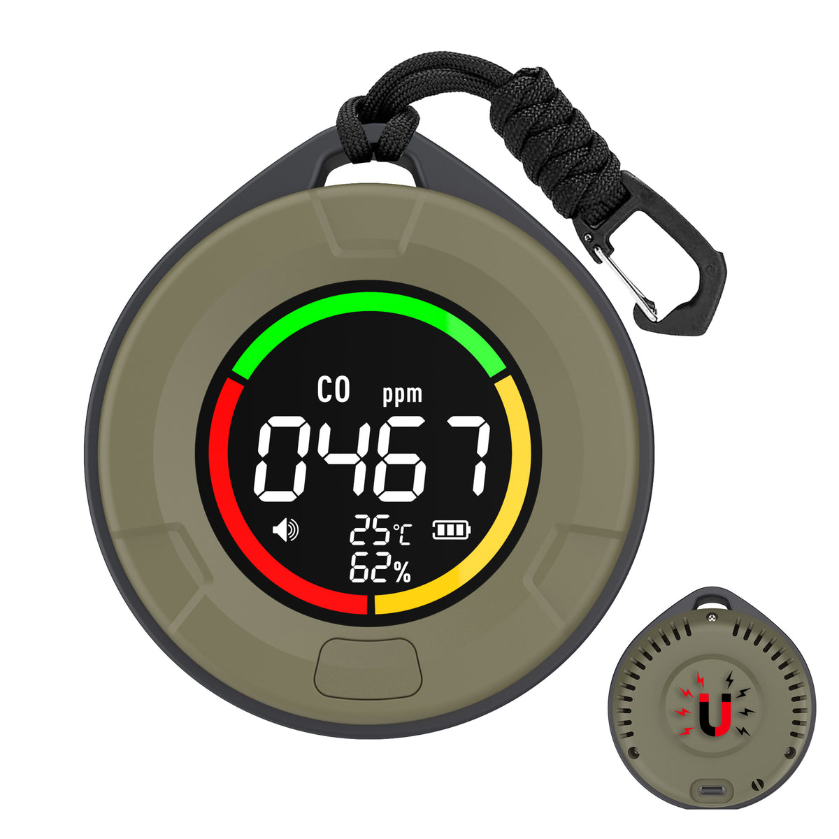 FABISENSE 10E 4-in-1 Portable Carbon Monoxide &Carbon Dioxide Detector for Camping, RV, Travel & Indoor Use