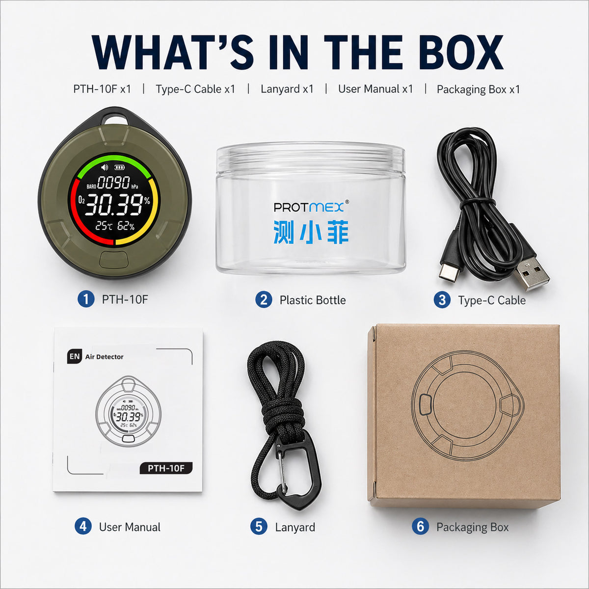 FABISENSE 10F Portable Oxygen & Barometric Pressure Monitor – O₂, Temperature & Humidity Detector with Audible Alarm
