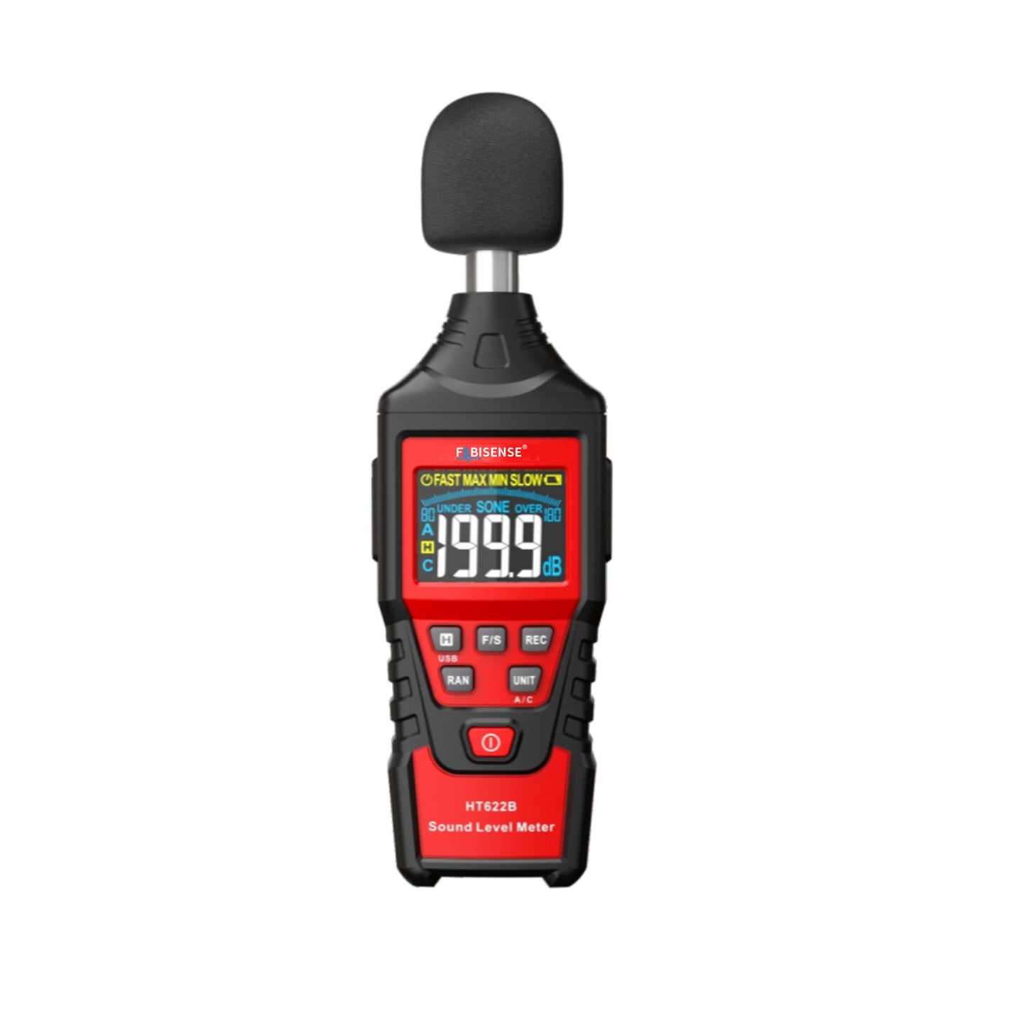 FABISENSE HT622B Professional Sound Level Meter 30-130dB A/C-Weighted Decibel Noise Logger with USB Interface & Analog Bargraph