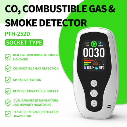 252 D Real Time Monitoring of Carbon Monoxide, Combustible Gas Detection, Smoke Detection, Reverse Compatible Socket,