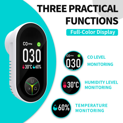 FABISENSE 3-in-1 Plug-in Carbon Monoxide Detector | Color-Coded Breathing Light | 85dB Alarm | CO, Temp & Humidity | for Home, Hotel, RV