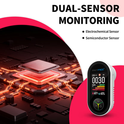 Protmex 4-in-1 Carbon Monoxide & Gas Detectors Plug in, Home CO Gas Detector with Temperature & Humidity Monitoring - Large Screen 4 in 1 CO and Gas Detector