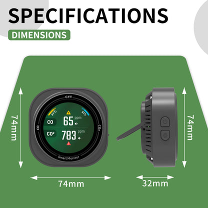 FABISENSE 282B Professional CO & CO₂ Detector | Dual Gas | Temp & Humidity | 1.8" Touch LCD | 2100mAh | for Industrial & Camping