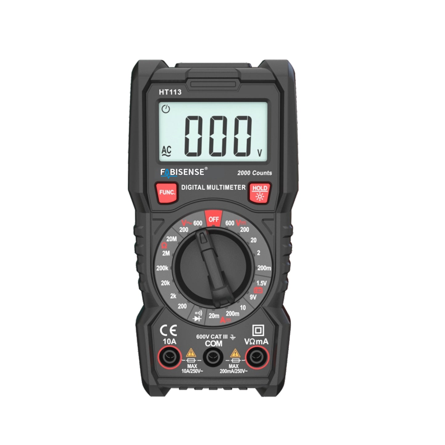 FABISENSE HT113 Digital Multimeter 2000 Counts Manual Range AC/DC Voltage Tester with Battery Test, Backlight & Data Hold
