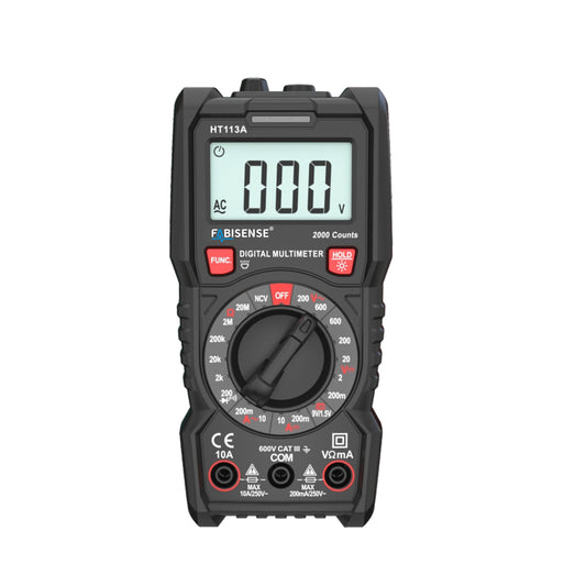 FABISENSE HT113A Manual Range Digital Multimeter 2000 Counts with NCV Detector, AC/DC Current, Worklight & Battery Test