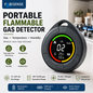 FABISENSE 10B Portable Flammable Gas Detector – Combustible Gas Monitor with Temperature, Humidity & Audible Alert for Home, Kitchen, RV & Indoor Spaces