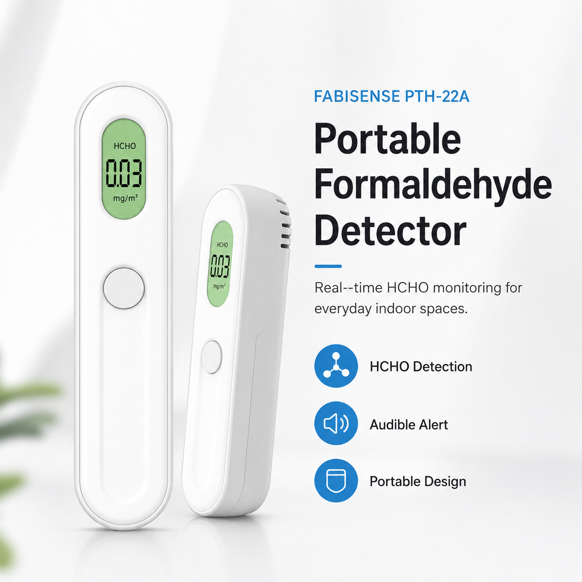 FABISENSE 22A Portable Formaldehyde Detector – HCHO Air Quality Monitor with Audible Alert