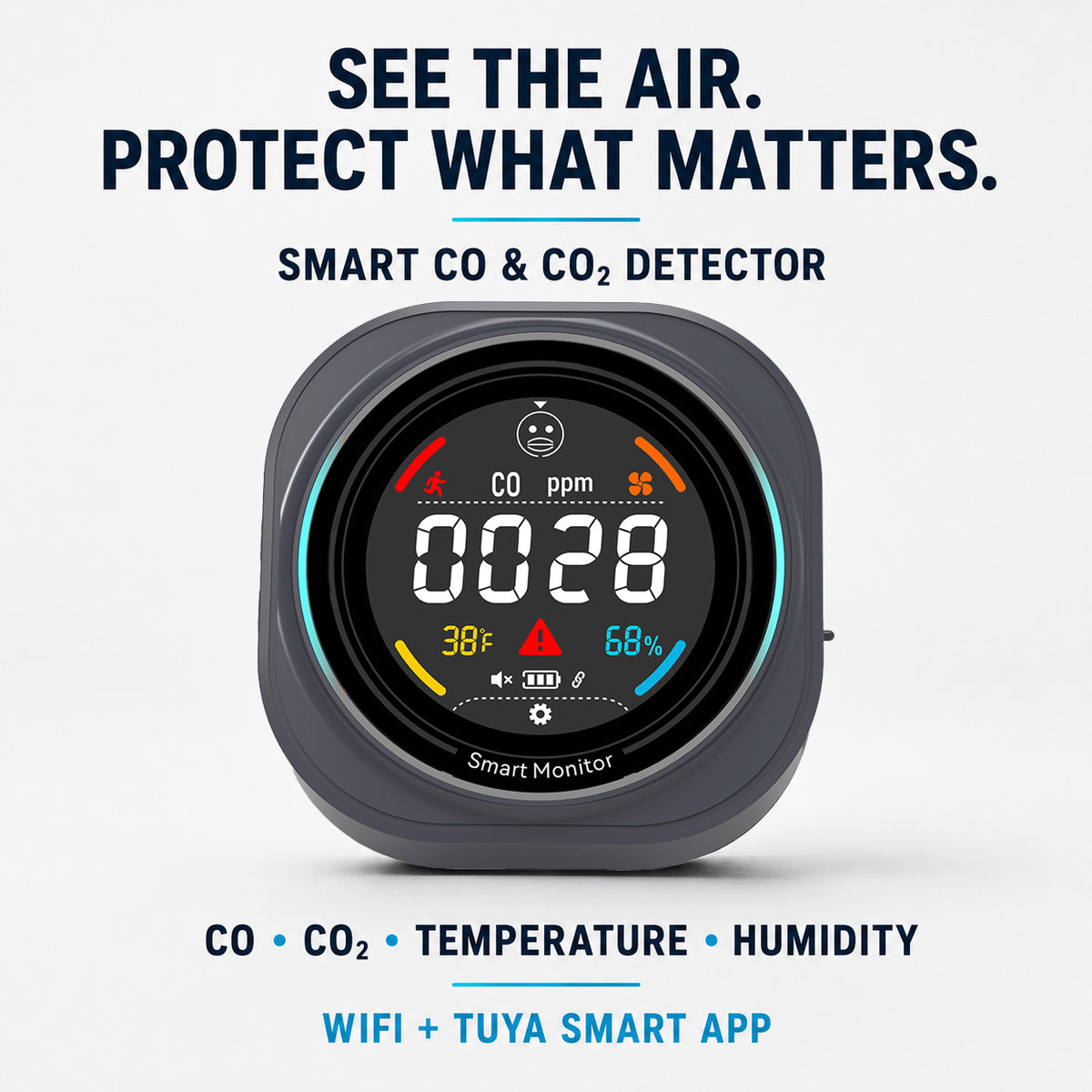 FABISENSE 281BW Portable WiFi Carbon Monoxide & CO₂ Monitor for Home, RV & Camping