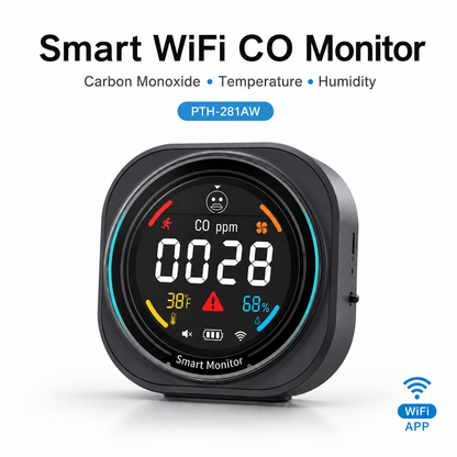 FABISENSE 281AW Smart WiFi Carbon Monoxide Detector with App, Temperature & Humidity Monitor