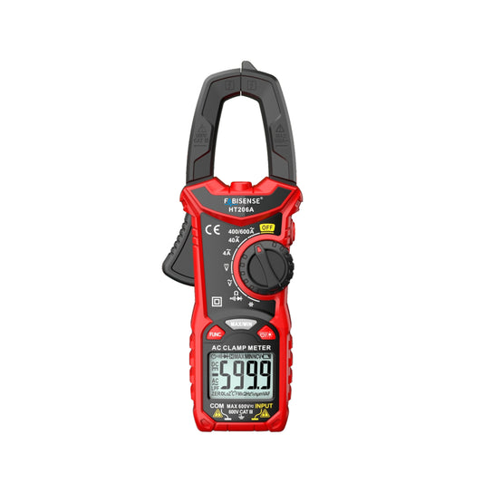 FABISENSE HT206A True RMS Digital Clamp Meter 4000 Counts Auto-Ranging AC Current Amp Volt Tester with Backlight & Flashlight