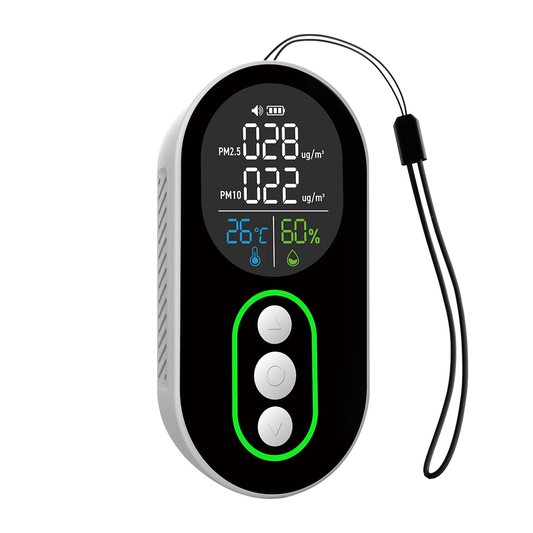 Protmex Indoor Air Quality Monitor, PM2.5 PM10 Detector with Real-Time Display & Buzzer Alarm, Temperature Humidity Sensor, Portable Air Pollution Tester for Home, Office, Car, Baby Room