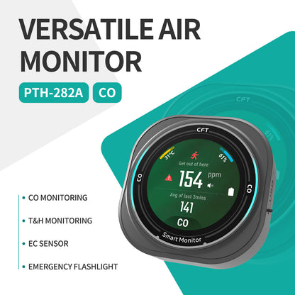 FABISENSE 282A Portable CO Detector | 0-1000ppm | Temp & Humidity | 1.8" Touch LCD | 2100mAh | Type-C | for Camping & Construction