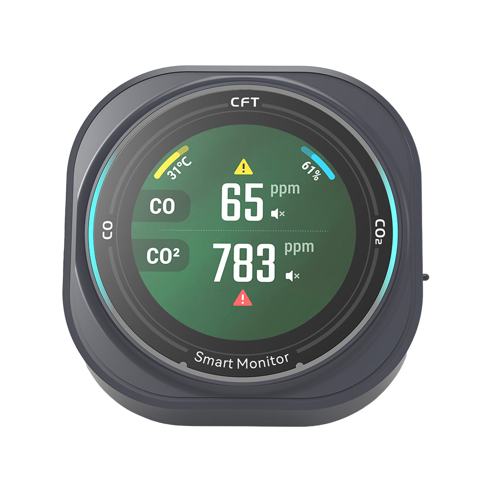 FABISENSE 282B Professional CO & CO₂ Detector | Dual Gas | Temp & Humidity | 1.8" Touch LCD | 2100mAh | for Industrial & Camping