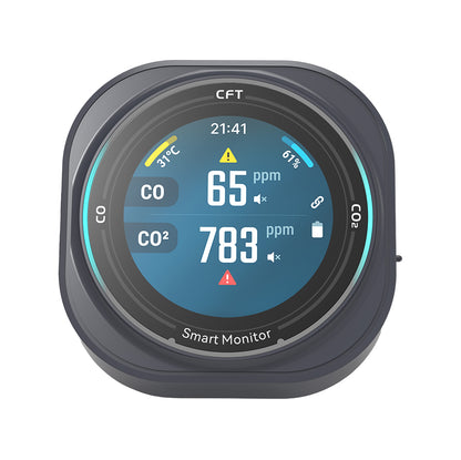FABISENSE 282B+ Smart Professional CO CO₂ Detector with App, Time Display, Temp/Humidity Sensor, Type-C Charging for Industrial, Camping & Indoor Air Quality