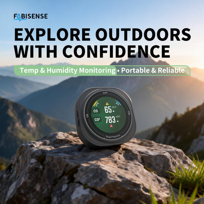 FABISENSE 282B Professional CO & CO₂ Detector | Dual Gas | Temp & Humidity | 1.8" Touch LCD | 2100mAh | for Industrial & Camping