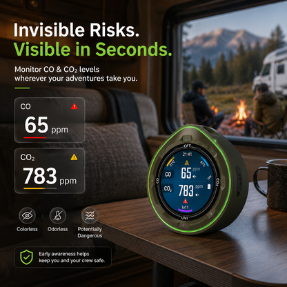 FABISENSE 28B Portable CO & CO₂ Air Quality Monitor for Camping & RV