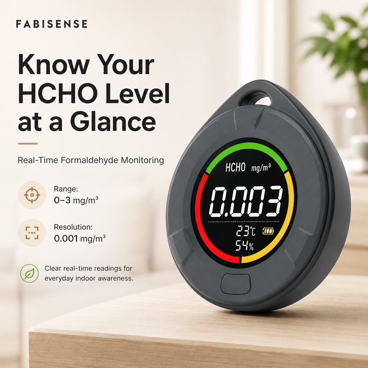 FABISENSE 10A 便携式甲醛监测仪——集温度、湿度监测与声音报警功能于一体的甲醛检测仪，适用于家庭、办公室、房车及室内空间