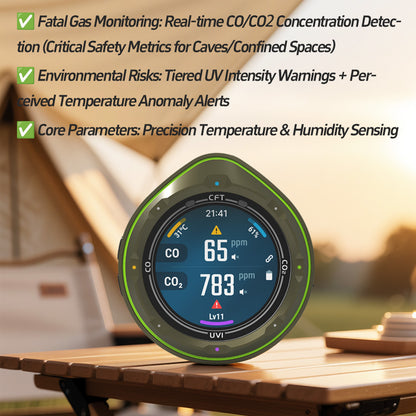Protmex 5 in 1 Wireless Touchscreen Portable Multifunctional Carbon Monoxide CO2 Detectors Air Quality Meter Temperature Humidity Meter UV Radiation Flashlight with App