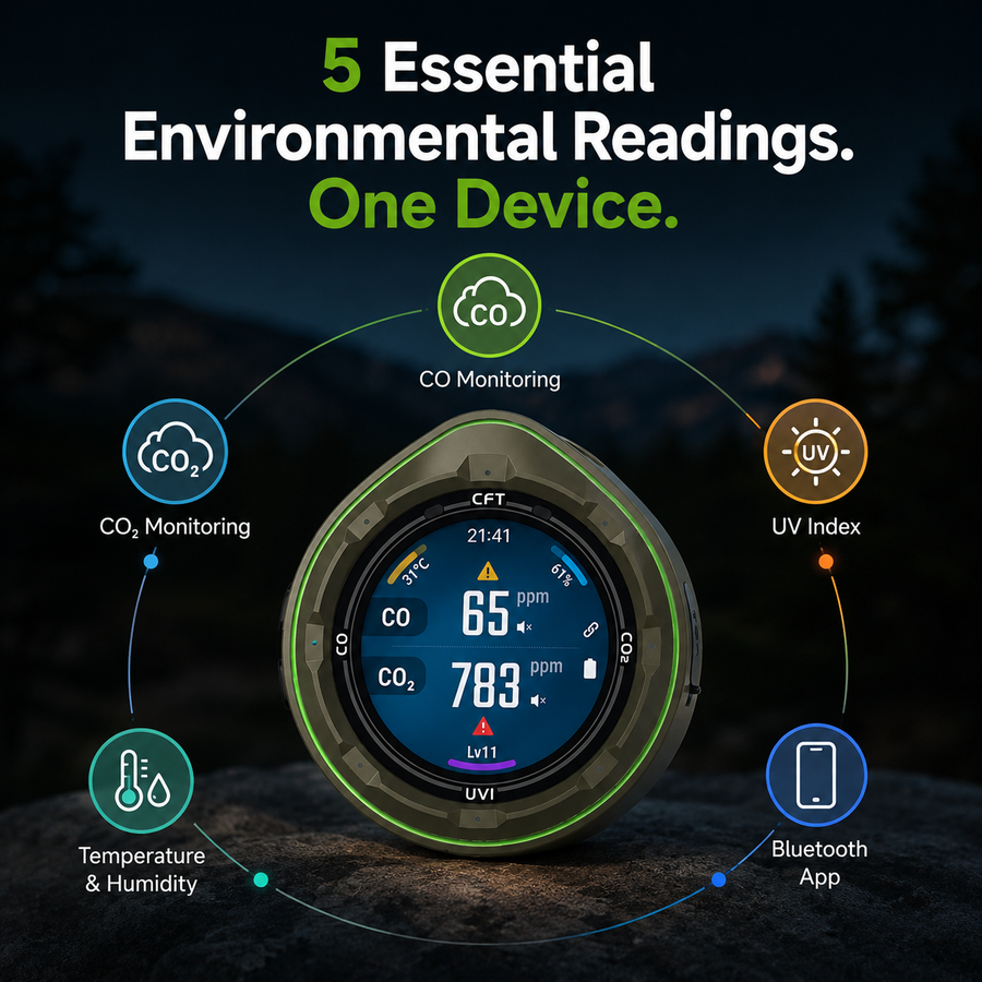 FABISENSE 28B Portable CO & CO₂ Air Quality Monitor for Camping & RV