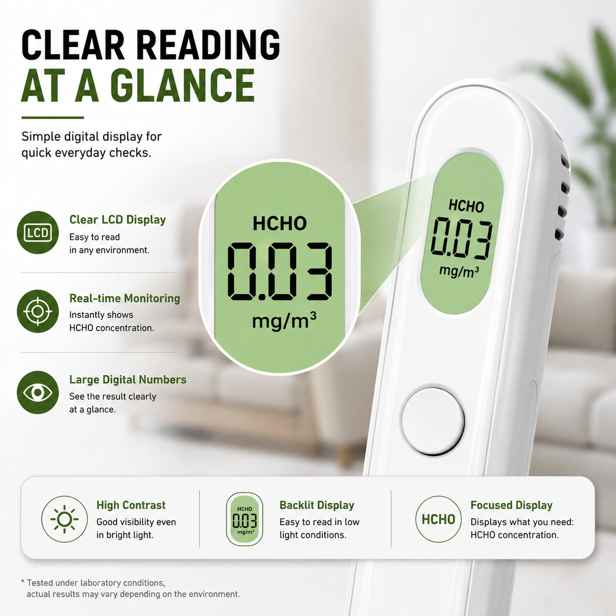 FABISENSE 22A Portable Formaldehyde Detector – HCHO Air Quality Monitor with Audible Alert