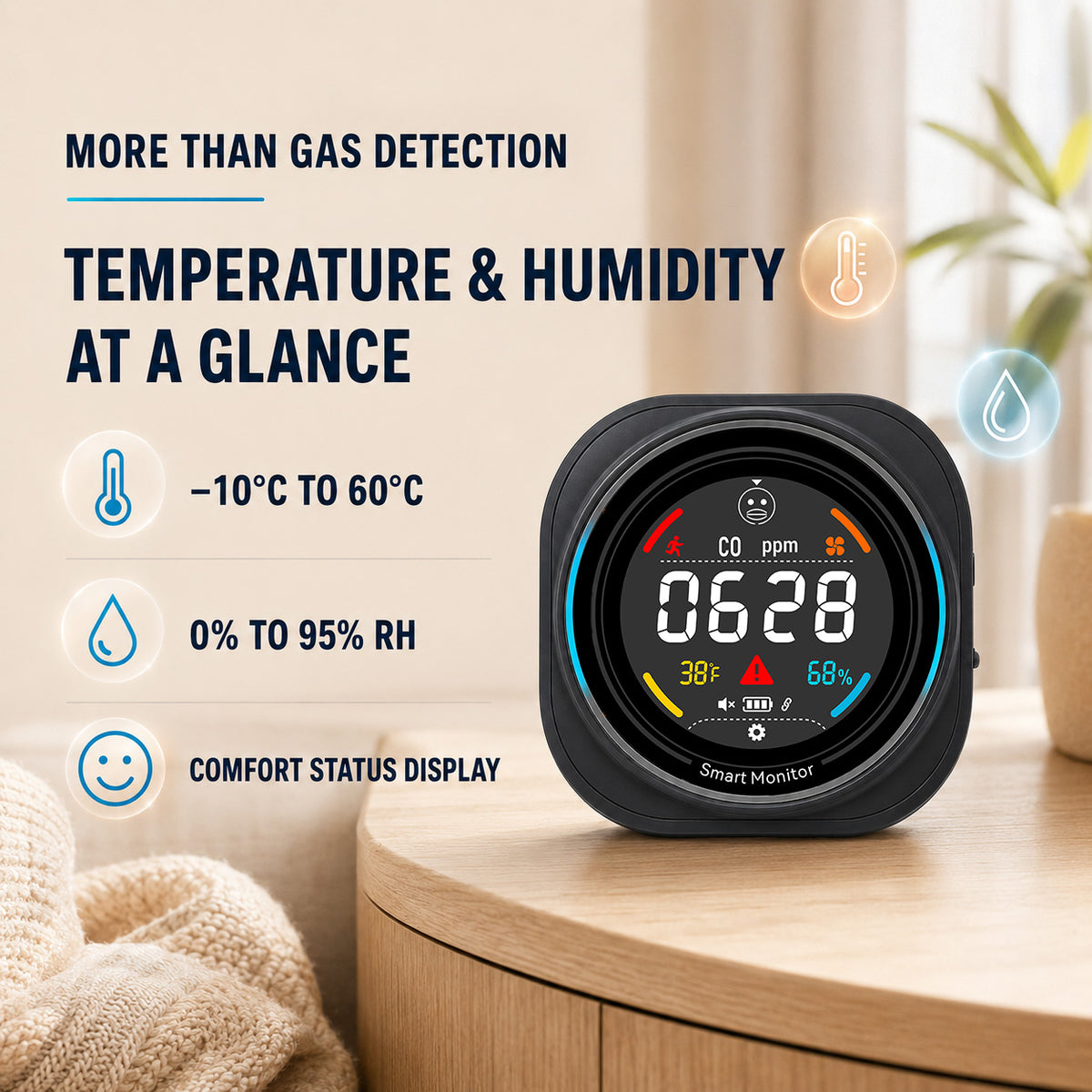 FABISENSE 281BW Portable WiFi Carbon Monoxide & CO₂ Monitor for Home, RV & Camping