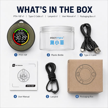 Protmex 4-in-1 Air Quality Monitor Oxygen Detector Barometric Pressure Temperature Humidity Digital Air Sensor with Real-Time Monitoring for Home, Office, Outdoor, Camping, Hiking Emergency