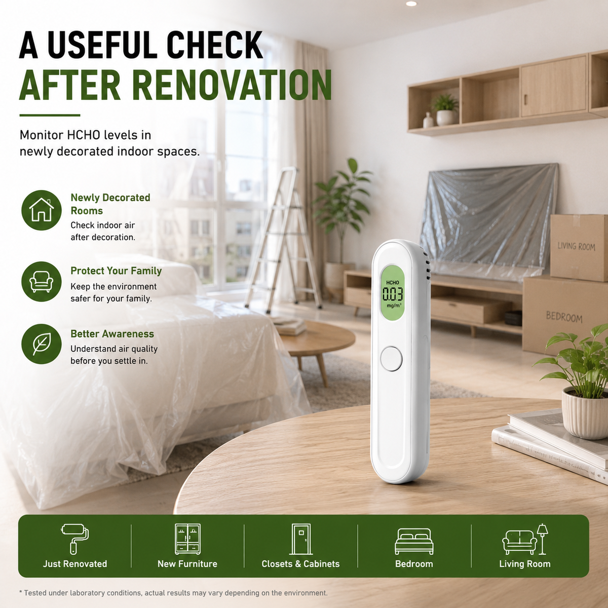 FABISENSE 22A Portable Formaldehyde Detector – HCHO Air Quality Monitor with Audible Alert