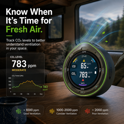 FABISENSE 28B Portable CO & CO₂ Air Quality Monitor for Camping & RV