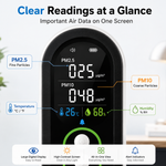 FABISENSE 26P Portable PM2.5 & PM10 Air Quality Monitor with Temperature, Humidity and Alarm