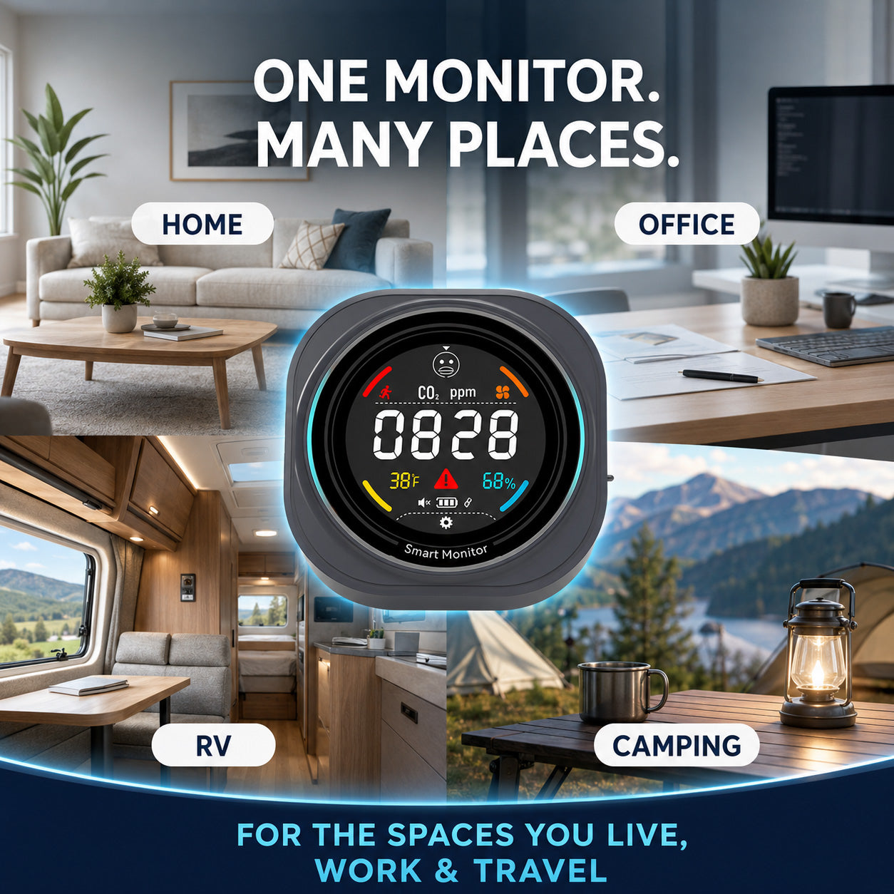 FABISENSE 281BW Portable WiFi Carbon Monoxide & CO₂ Monitor for Home, RV & Camping