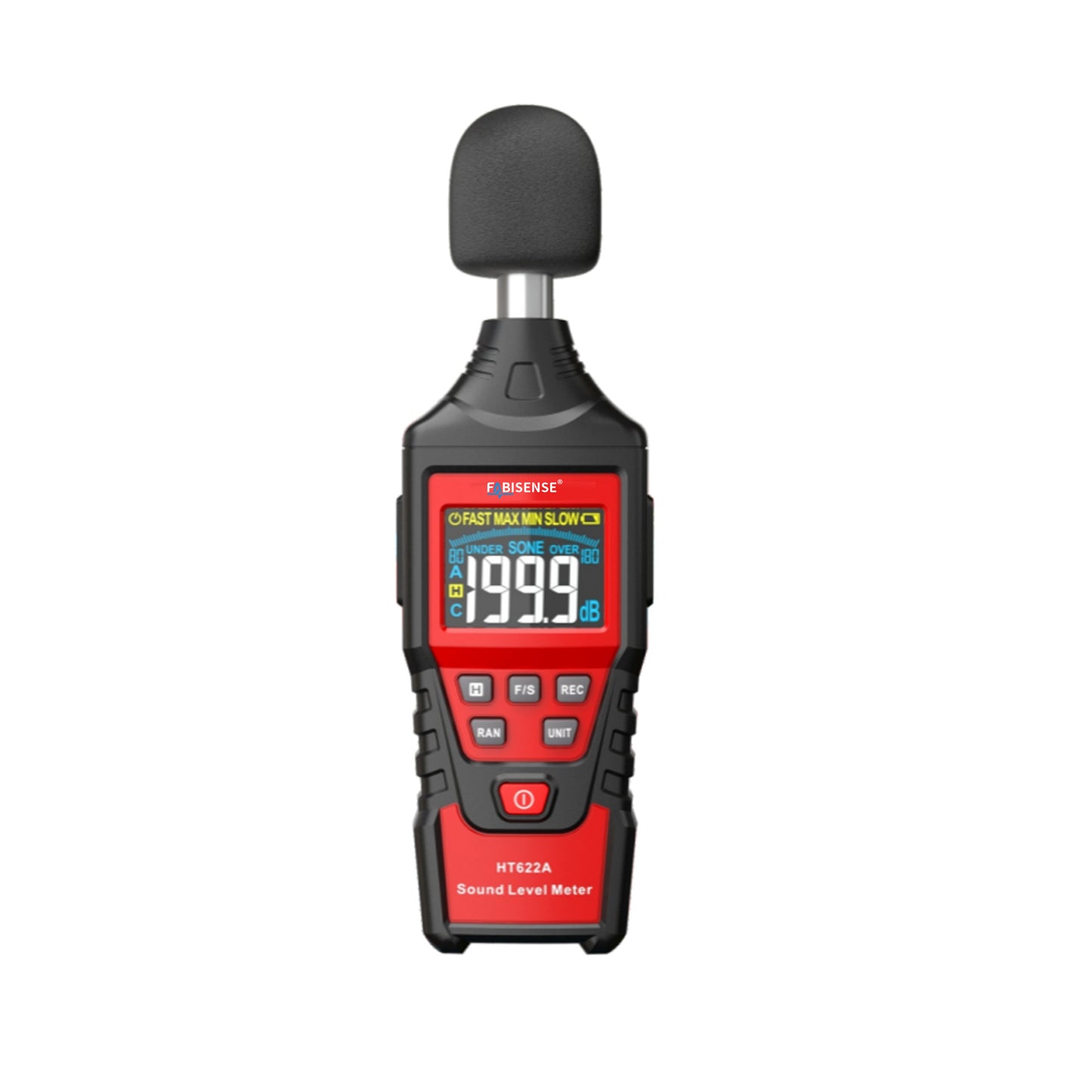FABISENSE HT622A Digital Sound Level Meter 30-130dB A-Weighted Decibel Noise Tester with Analog Bargraph, Max/Min & Backlight Screen