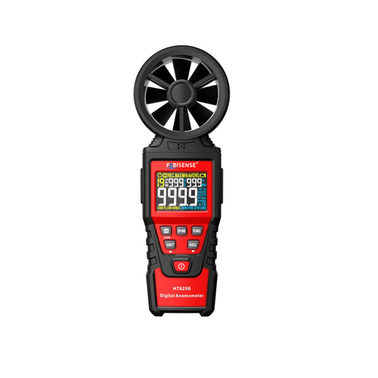 FABISENSE HT625B Professional CFM Anemometer 9999 Counts Air Volume Speed Meter with USB, Temperature, Humidity, Dew Point & Wet Bulb