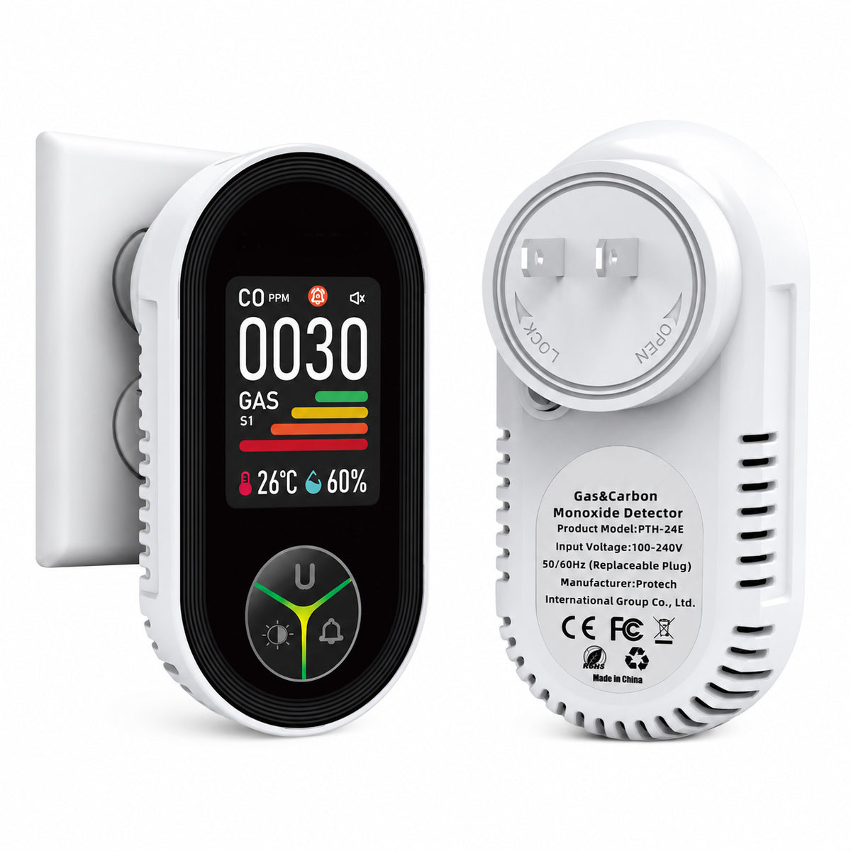 FABISENSE PTH-24E plug-in carbon monoxide and combustible gas detector