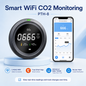 FABISENSE PTH Series Indoor CO2 Monitor – NDIR Carbon Dioxide Detector with Rechargeable Battery, Temperature Humidity & WiFi App Options