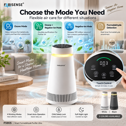 FABISENSE FS905 Smart Air Purifier Ultra | Whole-Home Gaseous Defense | Intelligent High-Precision Sensor | Clears Formaldehyde