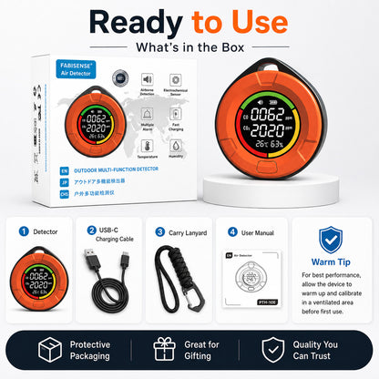 FABISENSE 10E+ Dual-Sensor CO & CO2 Detector | 0-1000ppm CO | 400-5000ppm CO2 | for Camping, RV & Enclosed Spaces