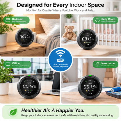 FABISENSE PTH-3MW 智能甲醛监测仪 – 带甲醛、TVOC、温湿度传感器的 WiFi 空气质量检测仪