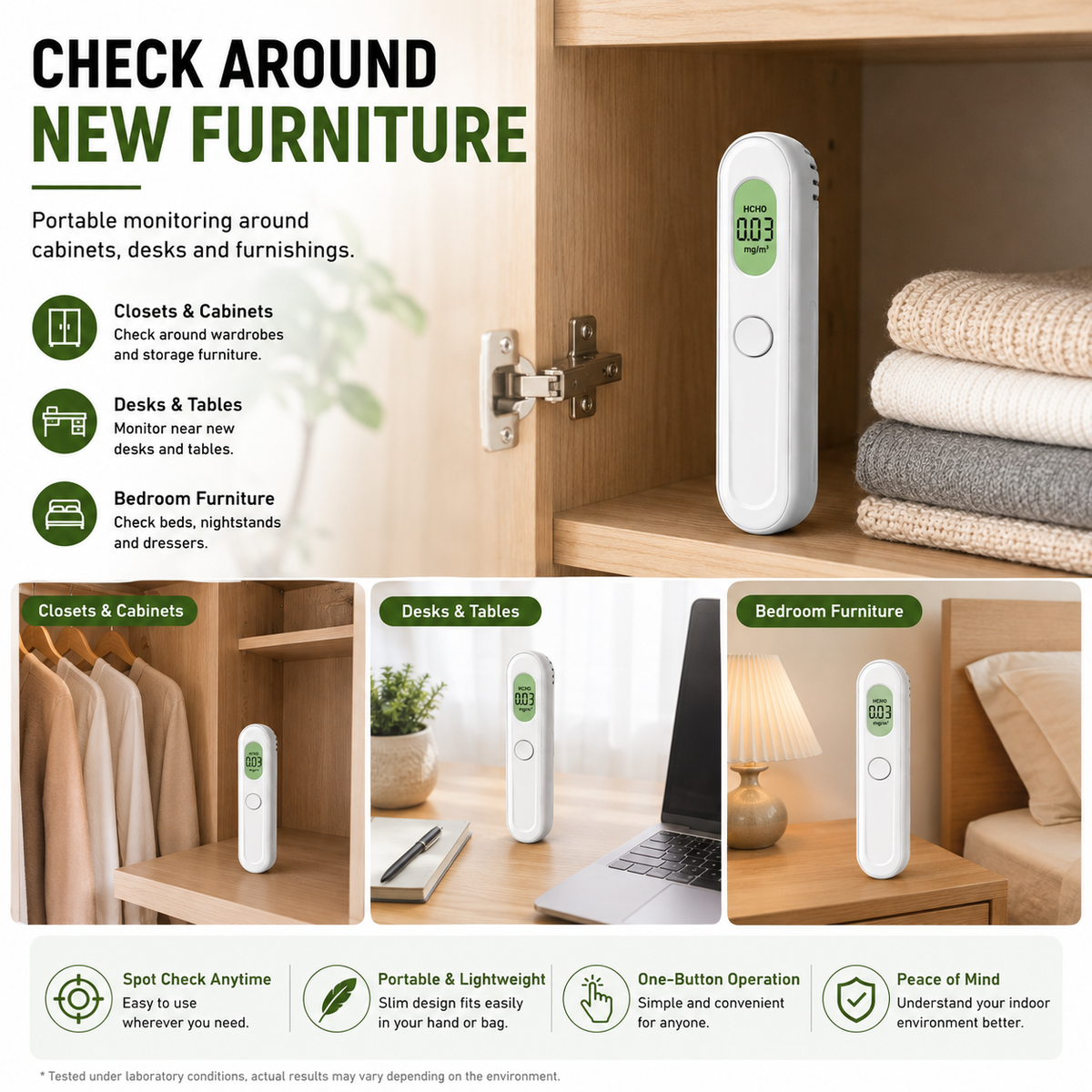 FABISENSE 22A Portable Formaldehyde Detector – HCHO Air Quality Monitor with Audible Alert