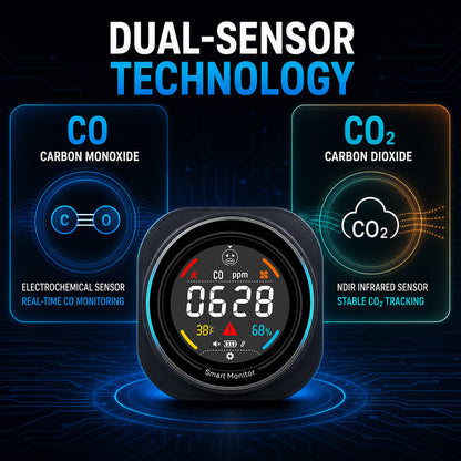 FABISENSE 281BW Portable WiFi Carbon Monoxide & CO₂ Monitor for Home, RV & Camping