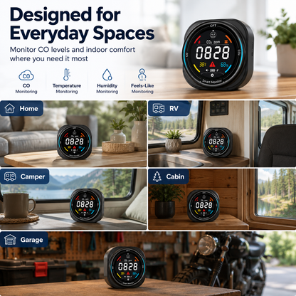 FABISENSE 281AW Smart WiFi Carbon Monoxide Detector with App, Temperature & Humidity Monitor