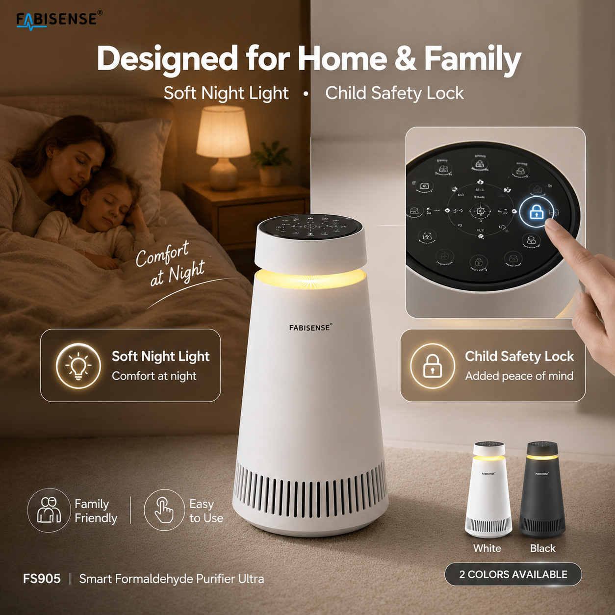 FABISENSE FS905 Smart Air Purifier Ultra | Whole-Home Gaseous Defense | Intelligent High-Precision Sensor | Clears Formaldehyde