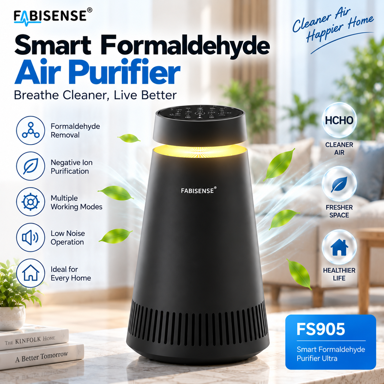 FABISENSE FS905 Smart Air Purifier Ultra | Whole-Home Gaseous Defense | Intelligent High-Precision Sensor | Clears Formaldehyde