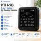 FABISENSE 9BW 室内空气质量监测仪，支持 CO₂、PM2.5、PM10、甲醛、TVOC 检测，具备温湿度监测功能，可选配 WiFi 及涂鸦 (Tuya) App。