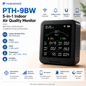 FABISENSE 9BW 室内空气质量监测仪，支持 CO₂、PM2.5、PM10、甲醛、TVOC 检测，具备温湿度监测功能，可选配 WiFi 及涂鸦 (Tuya) App。