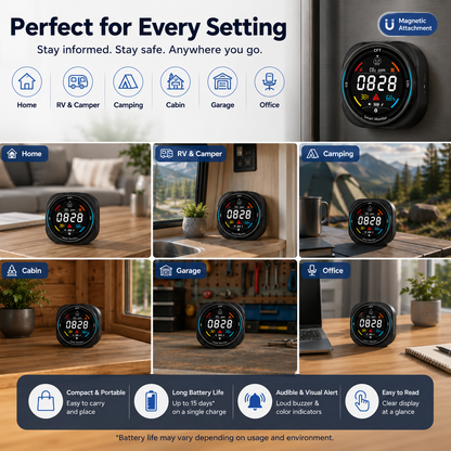 FABISENSE 281AW Smart WiFi Carbon Monoxide Detector with App, Temperature & Humidity Monitor