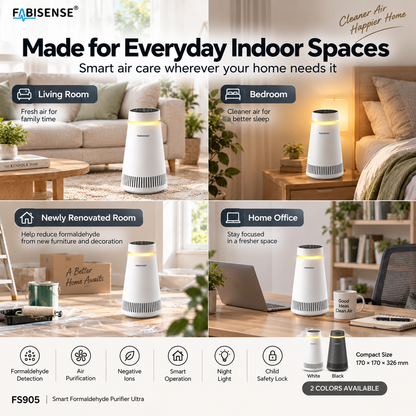FABISENSE FS905 Smart Air Purifier Ultra | Whole-Home Gaseous Defense | Intelligent High-Precision Sensor | Clears Formaldehyde