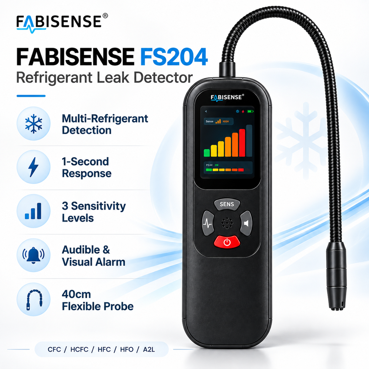 FABISENSE FS204 Refrigerant Leak Detector | HVAC Refrigerant Gas Leak Tester