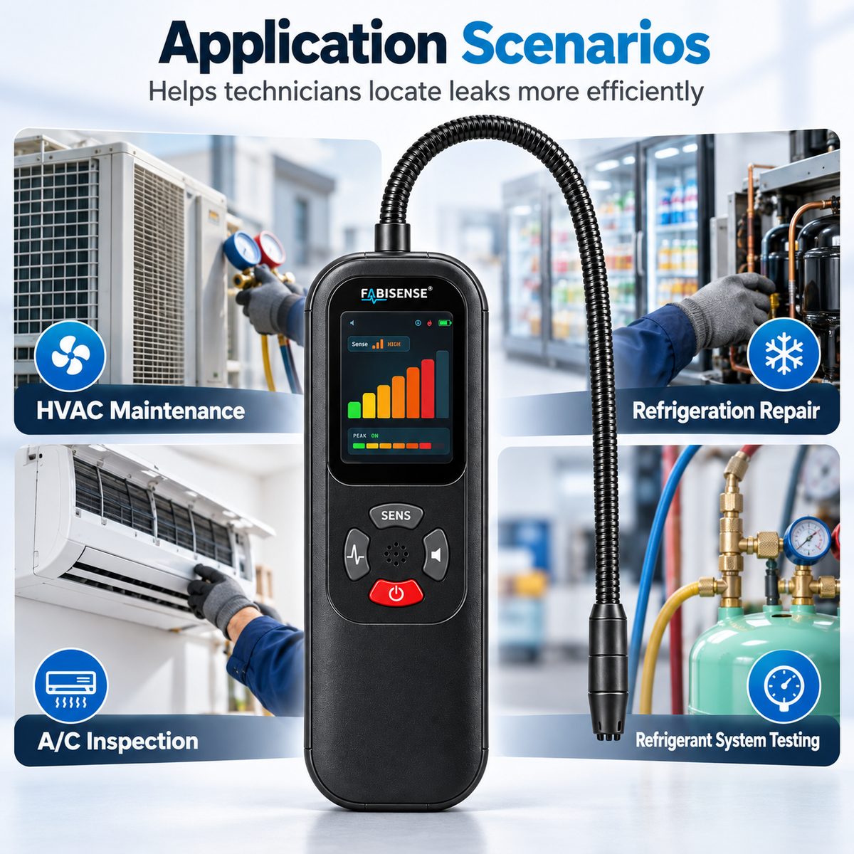 FABISENSE FS204 Refrigerant Leak Detector | HVAC Refrigerant Gas Leak Tester