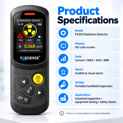 FABISENSE FS303 Radiation Detector | Portable Radiation Monitor with Real-Time Dose Rate Display