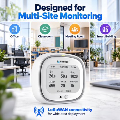 FABISENSE BAA-08L LoRaWAN Indoor Air Quality Monitor | 8-in-1 Environmental Sensor with E-Ink Display